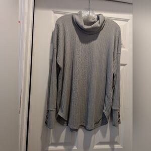 LuLaRoe Gray Aubrey Cowl Neck Long Sleeve Sweater Button Deco Size XL EUC